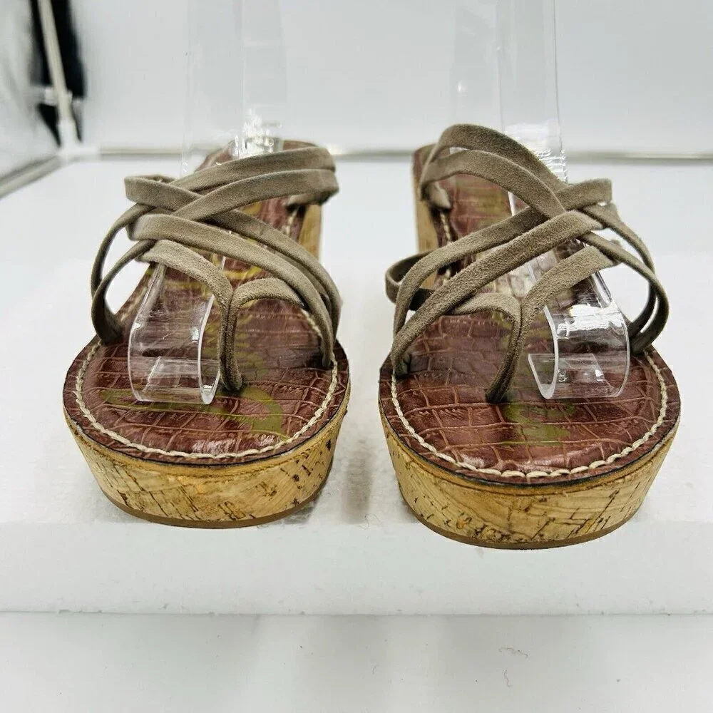 Sam Edelman Sz 8 Reana Taupe Suede Strappy Boho Neutral Earthy 3